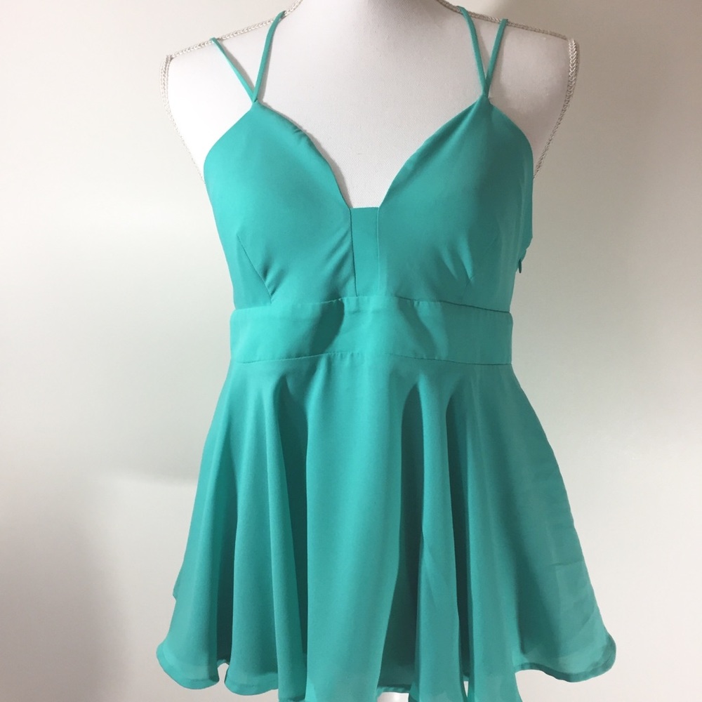 Express turquoise babydoll top EUC